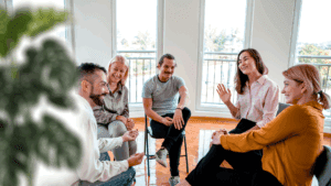 Group session using therapeutic horticulture for social workers in mental health